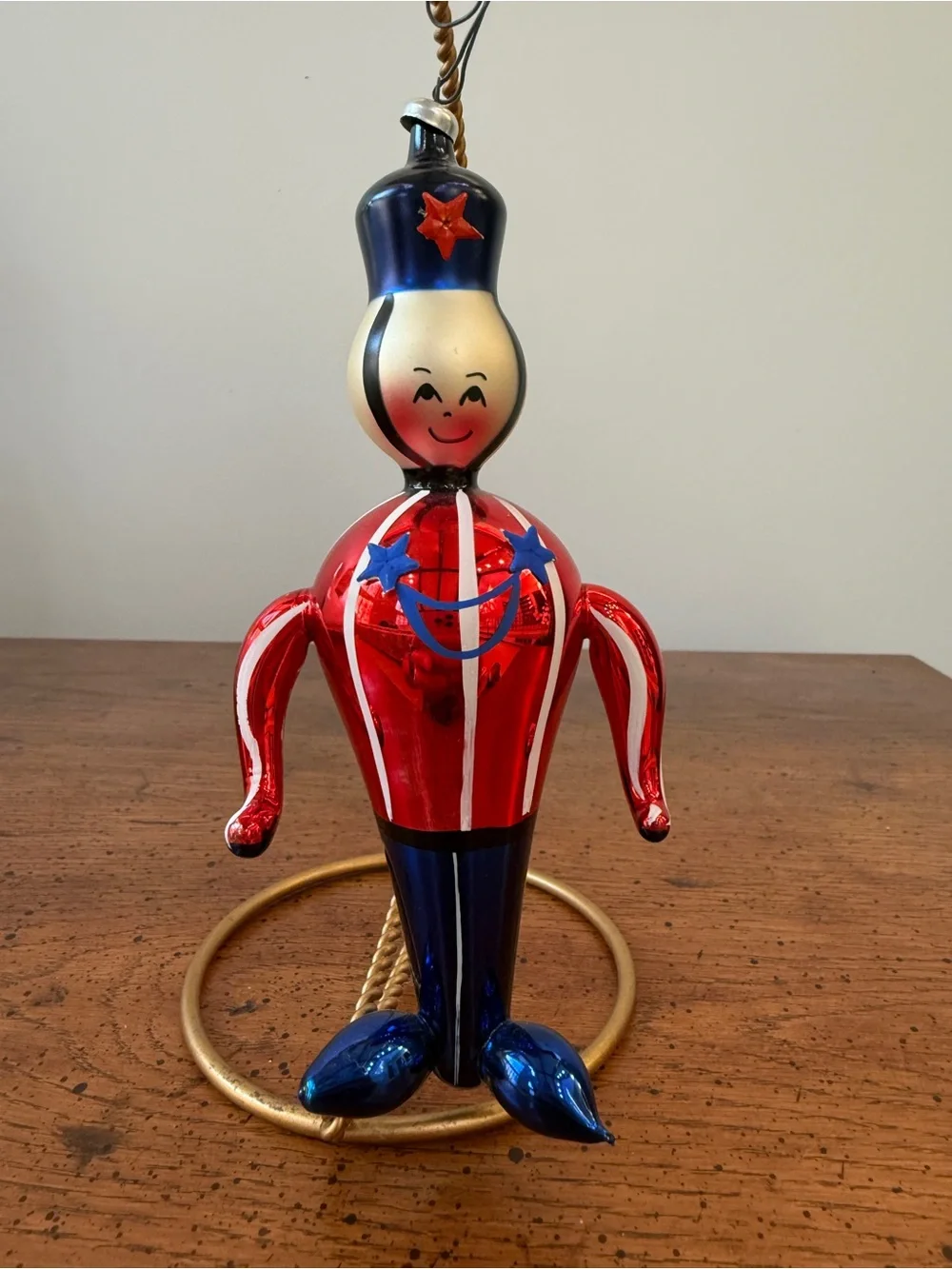 De Carlini blown glass patriotic ornament.